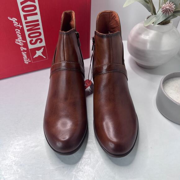 Pikolinos Rotterdam Leather Ankle Booties 902-8932 Brown Women 10.5/EU 41 NWB - Picture 4 of 11